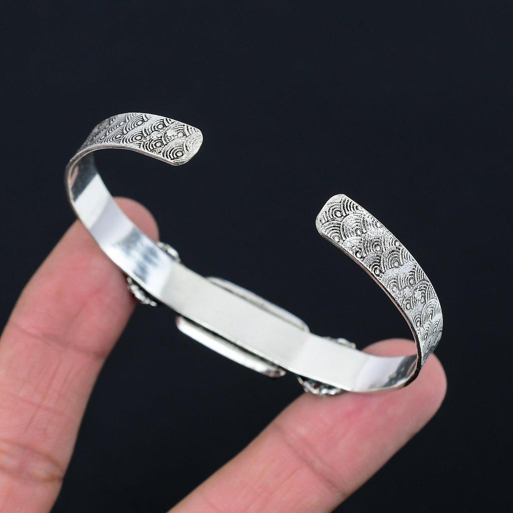 Strahlender Mookait Stein Art Deco Ehefrau Geburtstag Handgemacht Neues Armband 925 Silber