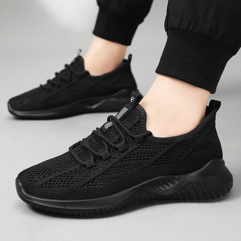 Shoes men's 2025 summer new source 2025 flying woven breathable single shoes lightweight casual shoes men's sports shoes