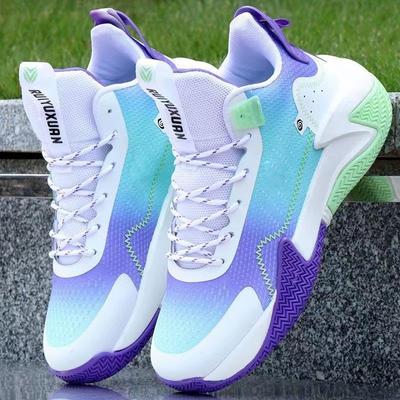 Basketball Shoes Spring and Autumn Color Matching High-top Fly-woven Mesh Youth Sports Shoes Thick-soled Rebound Men's Shoes