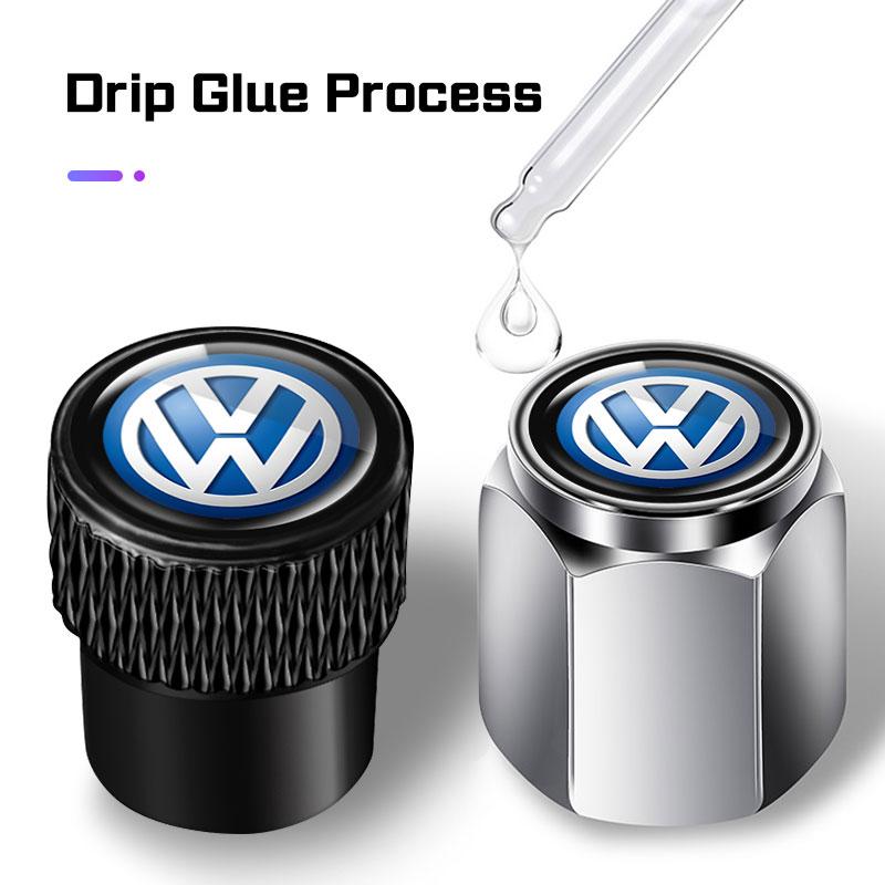2026 Hot For Volkswagen VW 4pcs Metal Car Wheel Tire Valve Cap Stem Covers Accessories For Volkswagen VW R Polo Golf 8 Tiguan Pa