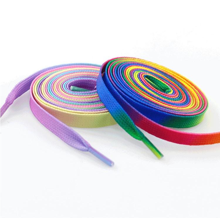 Colorful Rainbow Gradient Polyester Shoelaces for Sneakers and Canvas Shoes - Fun and Creative Laces for Kids