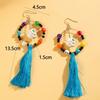 Colorful Skull Drop Earring Rice Bead Pumpkin Earrings Fun Halloween Earrings  Women