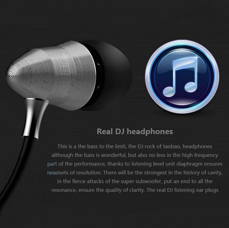 Headphones Silver Wired Outdoor Sports Metal Material Earphone Fashion Gift