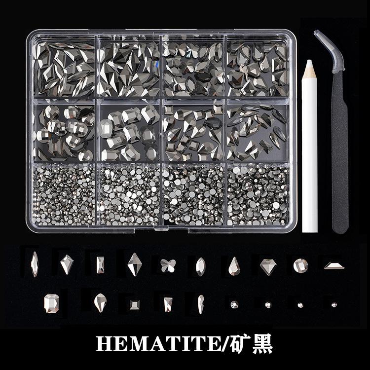 12-Grid Boxed Rhinestone Nail Art Flat Bottom Special-Shaped Diamond Nail Rhinestone Nail Art Jewelry Set