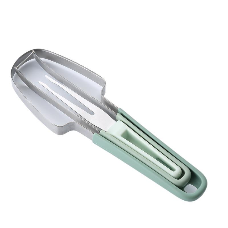 

Инструмент для нарезки арбузов на палочке 3 в 1, зажим для фруктов из нержавеющей стали, блок для копания, многофункциональный бытовой разделитель фруктов зелёный