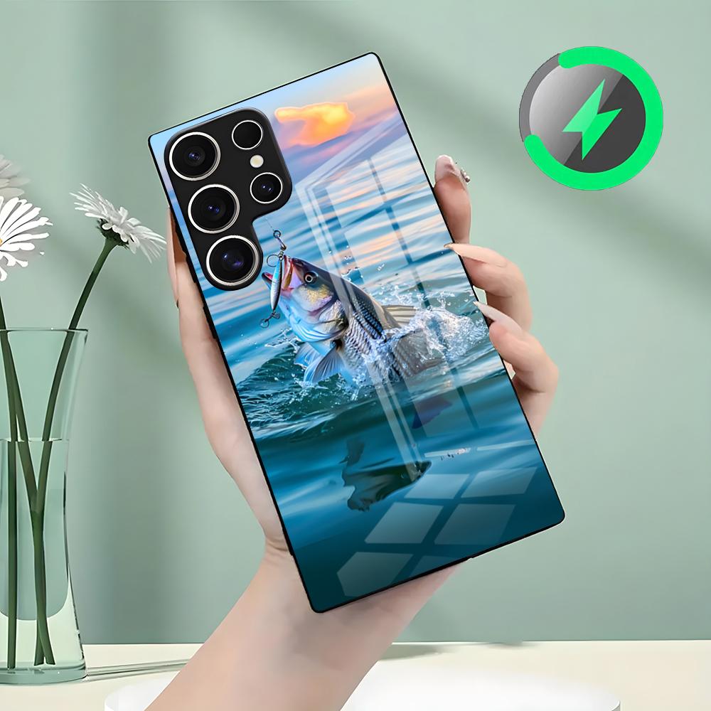 Angling Go Fishing Phone Case For Samsung S26 S25 S24 S23 S22 S21 S20 Edge Ultra Plus FE For Magsafe Glass Case