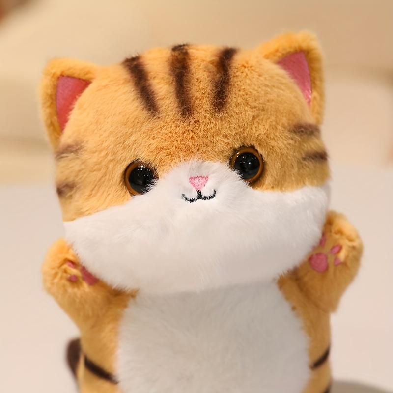 Soft Plush Cat Stuffed Animals - Cute Siamese-like Kitty with Expressive Eyes, Fluffy Ears - Beige/Gray/White/Black Colors - Safe Plush Toy for Kids,