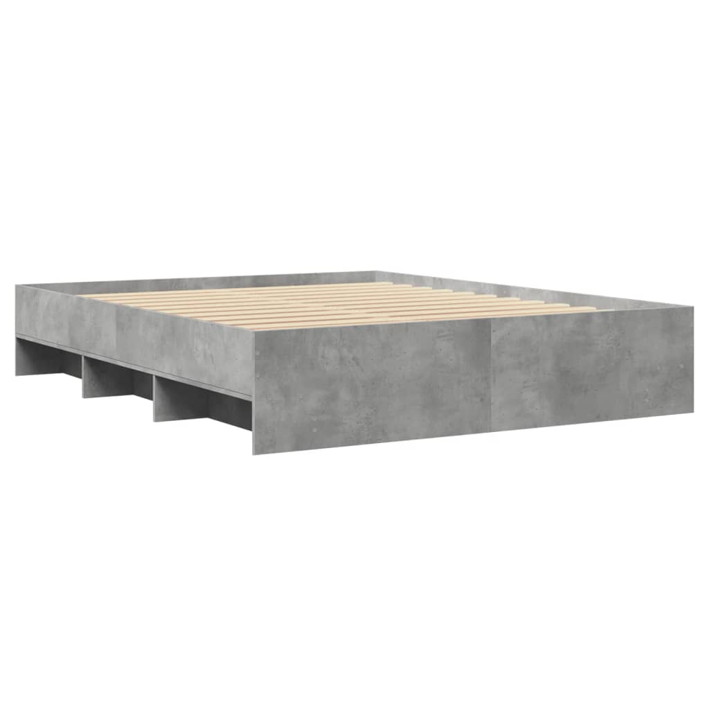 Bed Frame without Mattress Concrete Grey 160 x 200 cm Engineered Wood