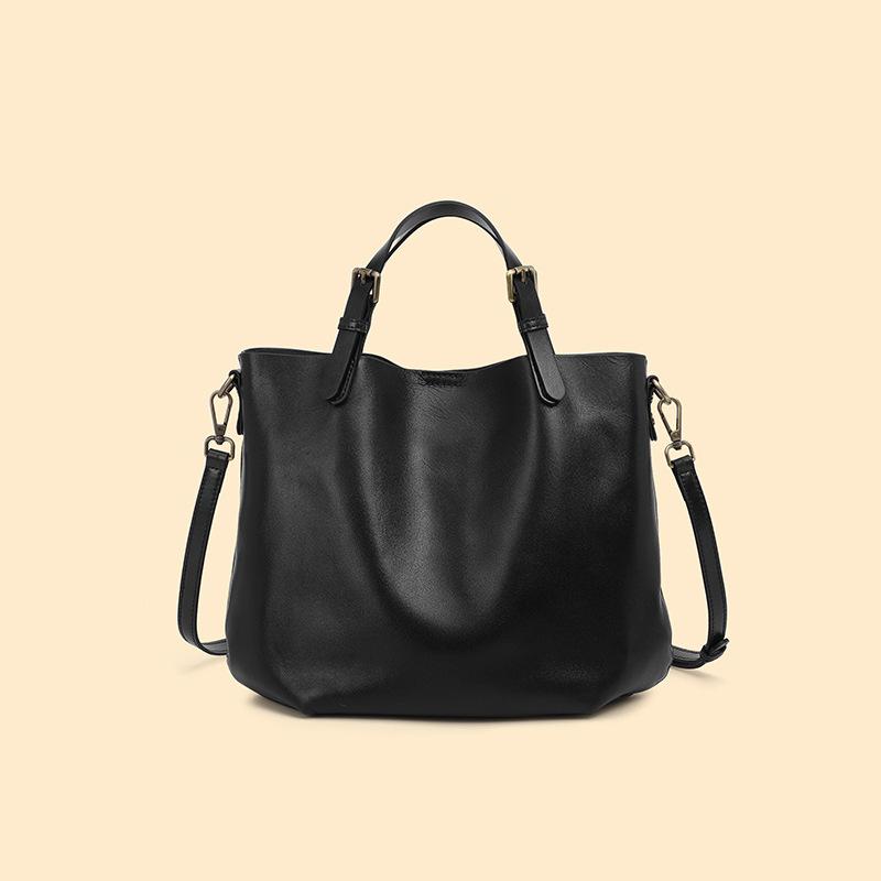 Commuter Tote Bag, High-end Shoulder Bucket Bag, New Large-capacity Cowhide Women's Bag Bucket Bag