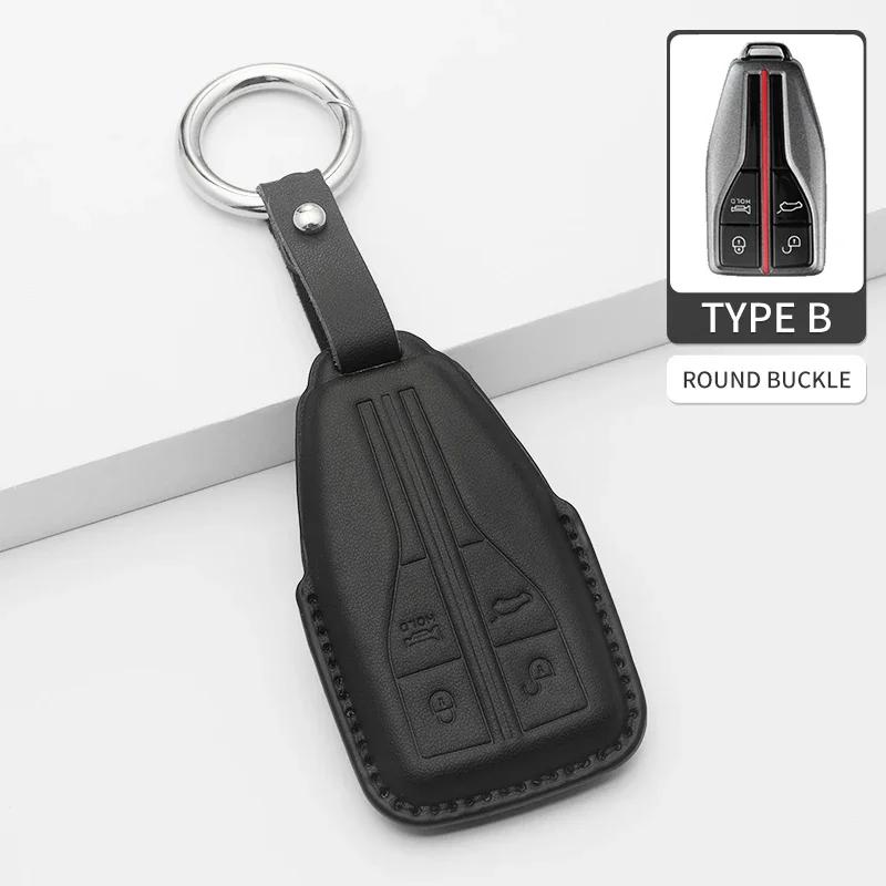Fashion For Car Key Case Cover FAW Hongqi E-HS9 High-end H5 H9 Hs5 Eqm5 Hs7 Hs5 Hq9 Car Keyring Luxury Leather Auto Accessories