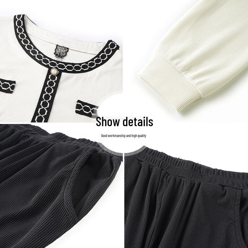 XUEXI Szykowny Casualowy Dwuczęściowy Kardiganowy Strój Sportowy Mamy