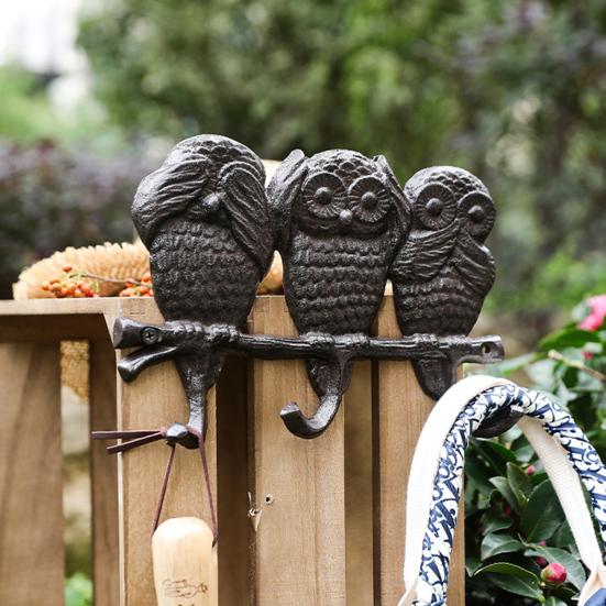 Owl Hook Cast Iron Rust-Proof Vintage Style Wall Art French Country Hanging Hook