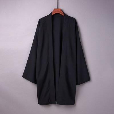 Masculino longo cor sólida japonês quimono poncho verão casual solto feminino yukata haori praia preto hiyoshi camisa jaqueta