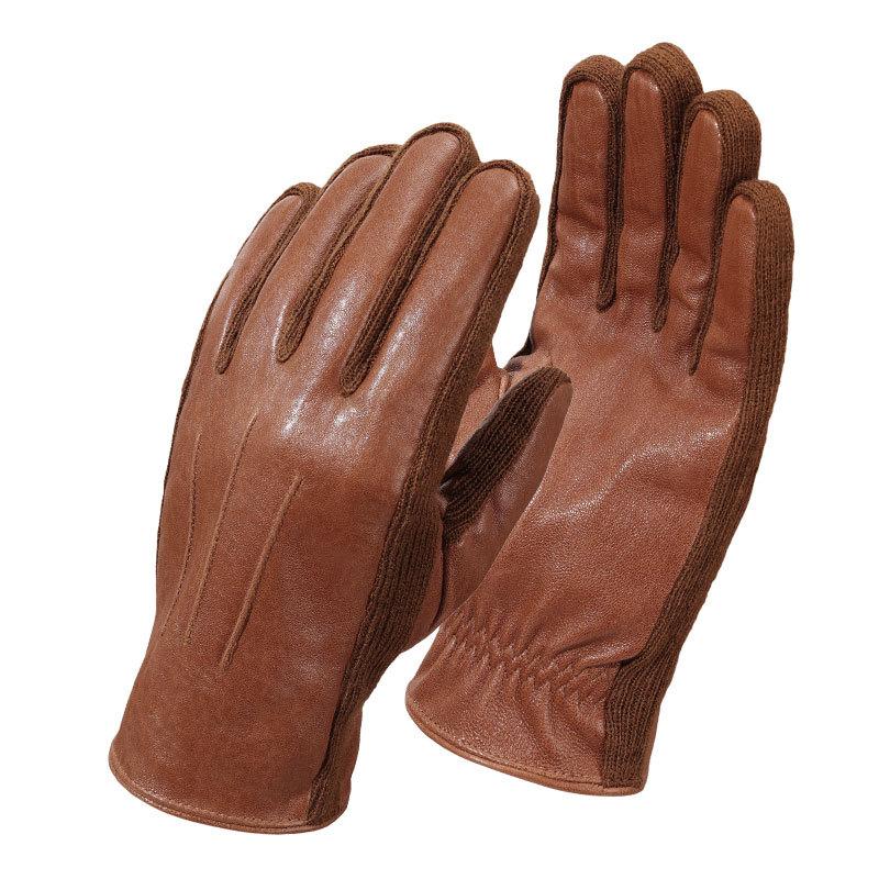 Russian Men's Sheepskin Warm Gloves Plus Velvet Cold Proof Winter Driving and Riding Genuine Leather Fashionable Warm Gloves