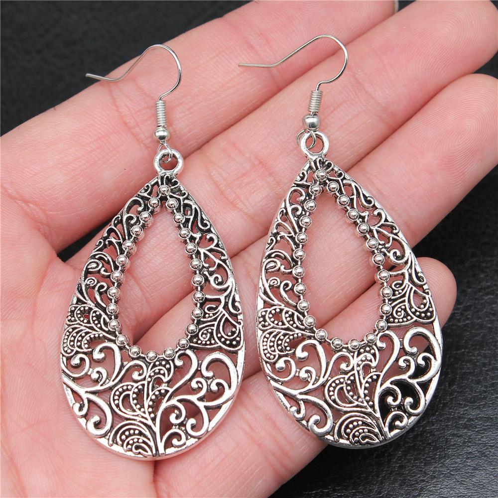 38 Styles Women Ethnic Style Jewelry Earrings Bohemia Carved Round Oval Waterdrop Flower Pattern Dangle Earrings Drop Earrings