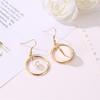 Woman Fashion Ocean Element Conch Asymmetric Round Pearl Shell Earring