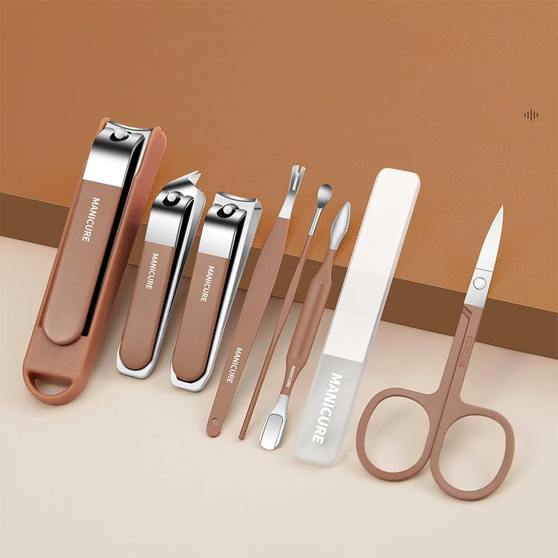 Anti-Splash Nail Clipper 8pcs Set Home Nail Care Kit Non-Slip Nail Trimmer Toenail & Fingernail Clippers