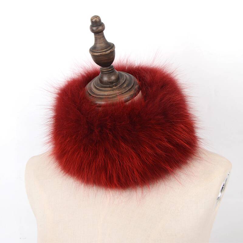 Echter Fuchsfellschal Handgestrickter Pelz-Nackenschal Winter Elastisches Stirnband Pelzschal Plüsch Warm Dicke Nackenwärmer