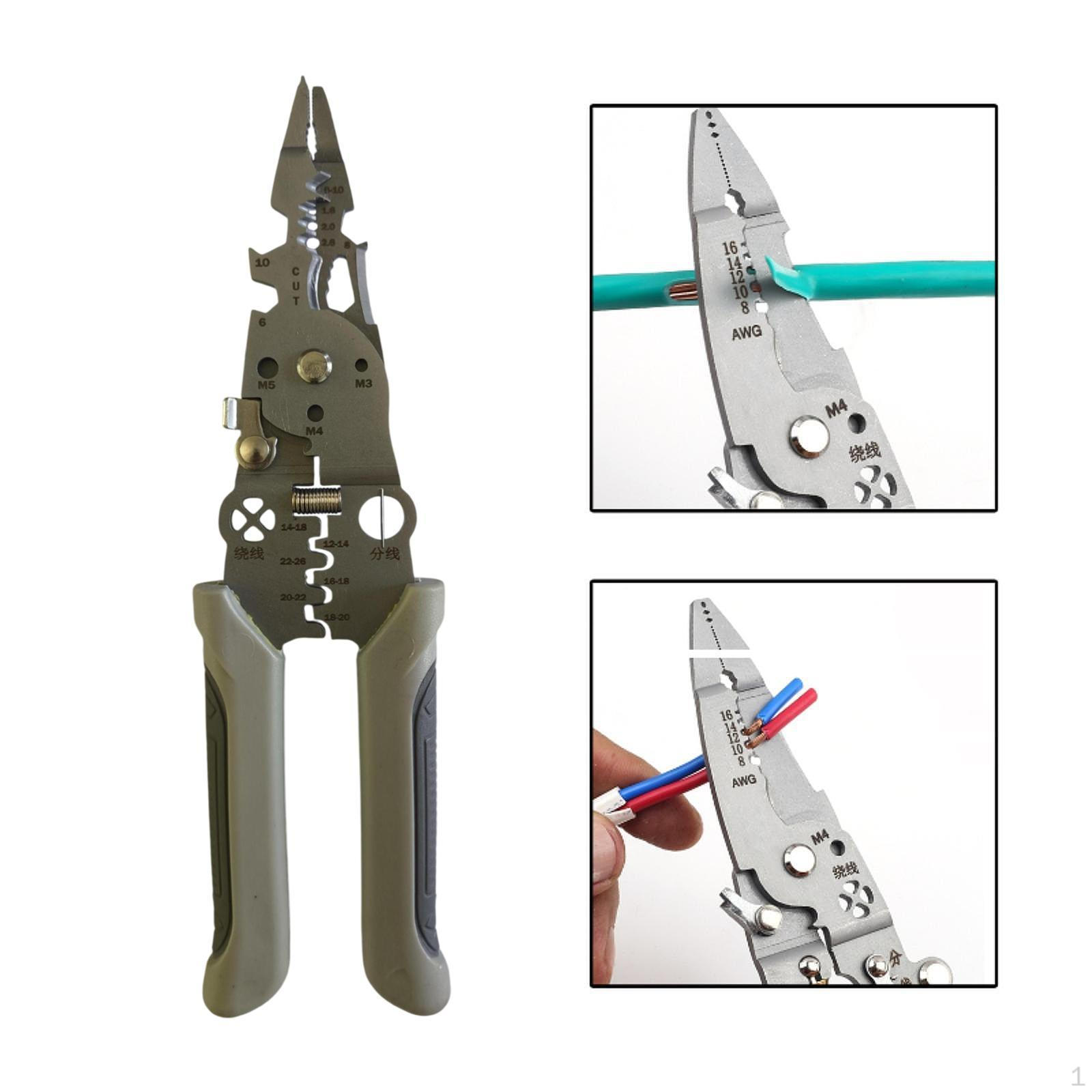

Многофункциональные клещи для зачистки проводов Кримпер с противоскользящей ручкой Прочные плоскогубцы для электрика Кабельный резак Gray Handle