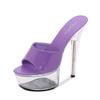 Patent Leather 13cm15cm Special High Heels Thin Heels Sexy Waterproof Table  High Super High Slippers Women's Summer