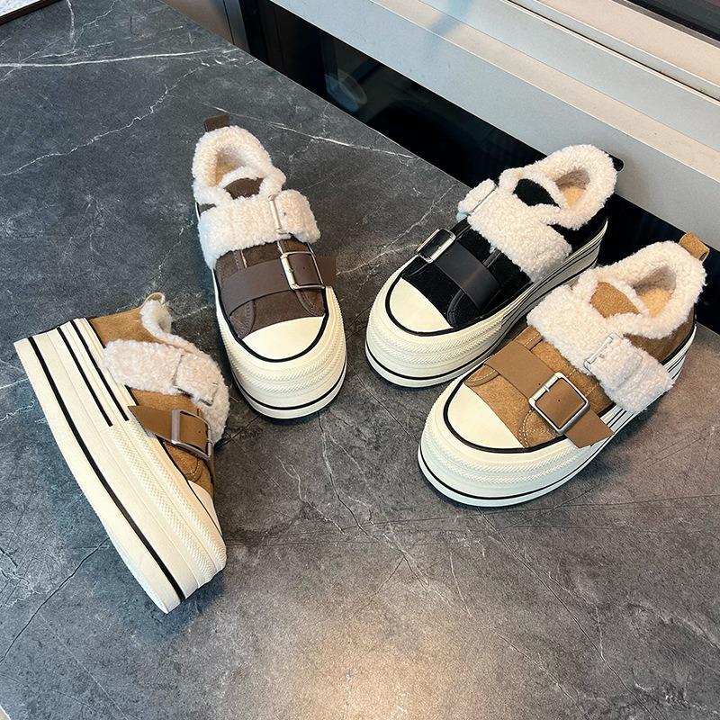Leather little white shoes women's winter new thick-soled muffin shoes women's velvet thermal board shoes casual versatile women's shoes