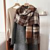 New Classic Korean Style Double Sided Plaid Tassel Scarf for Women Winter College Style Couple Versatile Warm Scarf