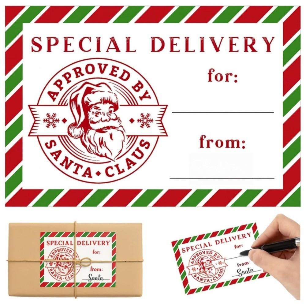 60pcs Elk Santa Claus North Pole Delivery Gift Labels Christmas Gift Labels Gift Box Decoration