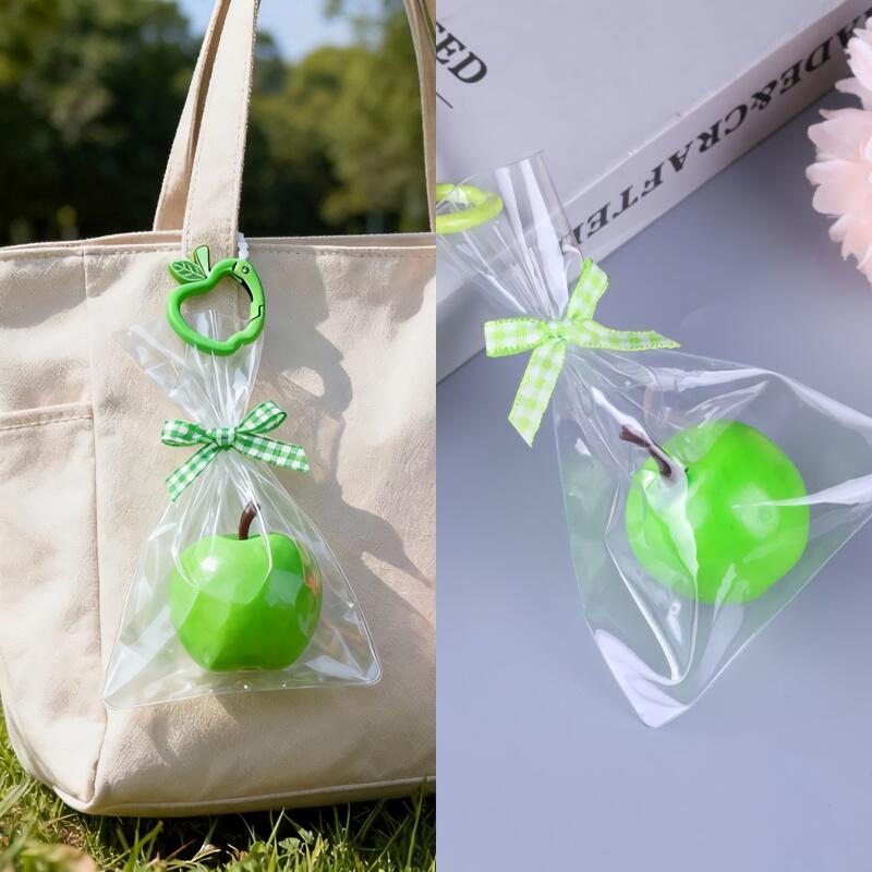 Green Apple Fruit Bag Holder Hook Keychain green apple