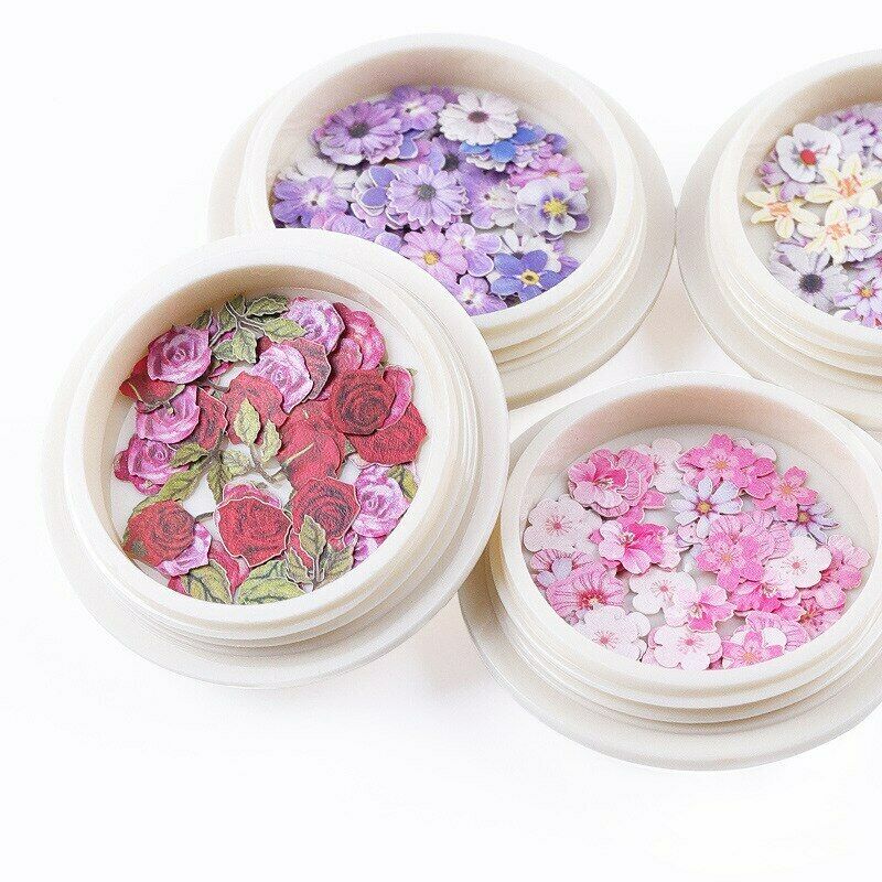 50Pcs Nail Art Decoration Slice Flakes Summer Flowers Gel Nail Polish Tips Decor