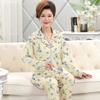 High-end Floral Imitation Cotton Pajamas for Women's Spring and Autumn New Long-sleeved Trousers Large-size Set Medium Loungewear