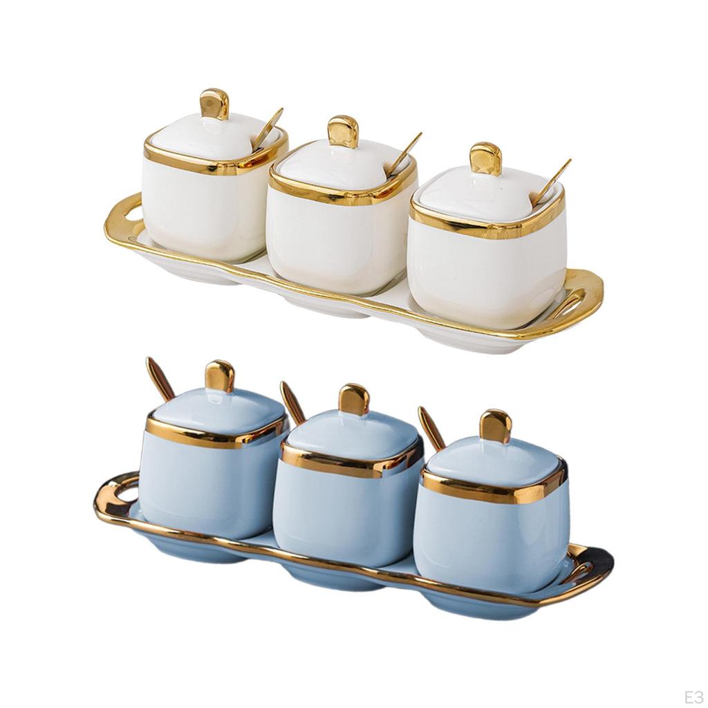 Ceramic Spice Jar Condiment Container Kitchen Bottle Set Seasoning for Restaurants