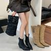 2025 autumn and winter new hardware buckle removable boot cover two wear boots thick heel women's boots