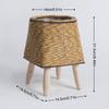 Rattan Flower Basket Stand Wooden Legs Triangle Plant Holder Desktop Rattan Weaving Multipurpose Storage for Succulents Plants