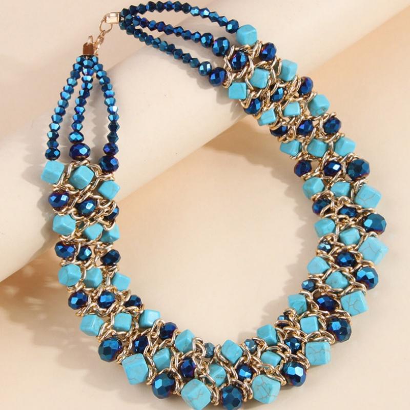 Ethnic Glasses Mixed Choker Necklace Women Multilayer Jewelry Accessories
