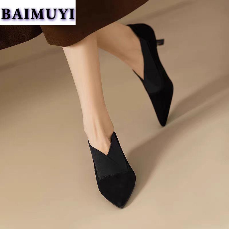 Dámské špičaté boty na jehlách Semišové mokasíny Zimní návrhář 2025 Trend New Sexy elegantní lodičky na párty Zapatillas Mujer