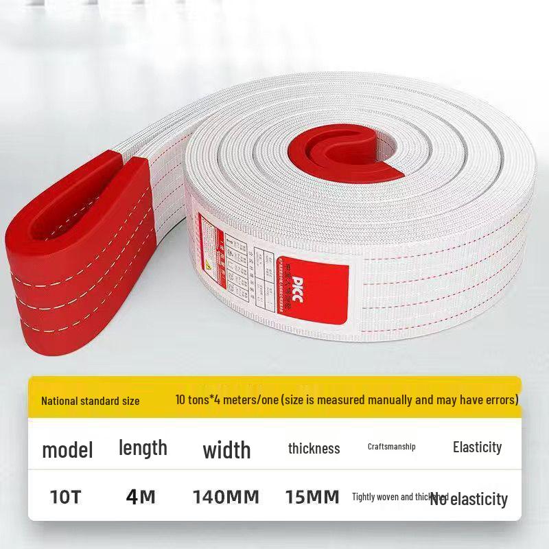 Národní zesílený bílý plochý popruh pro jeřáb a odtah - Zdvihací lano pro průmyslové zvedání