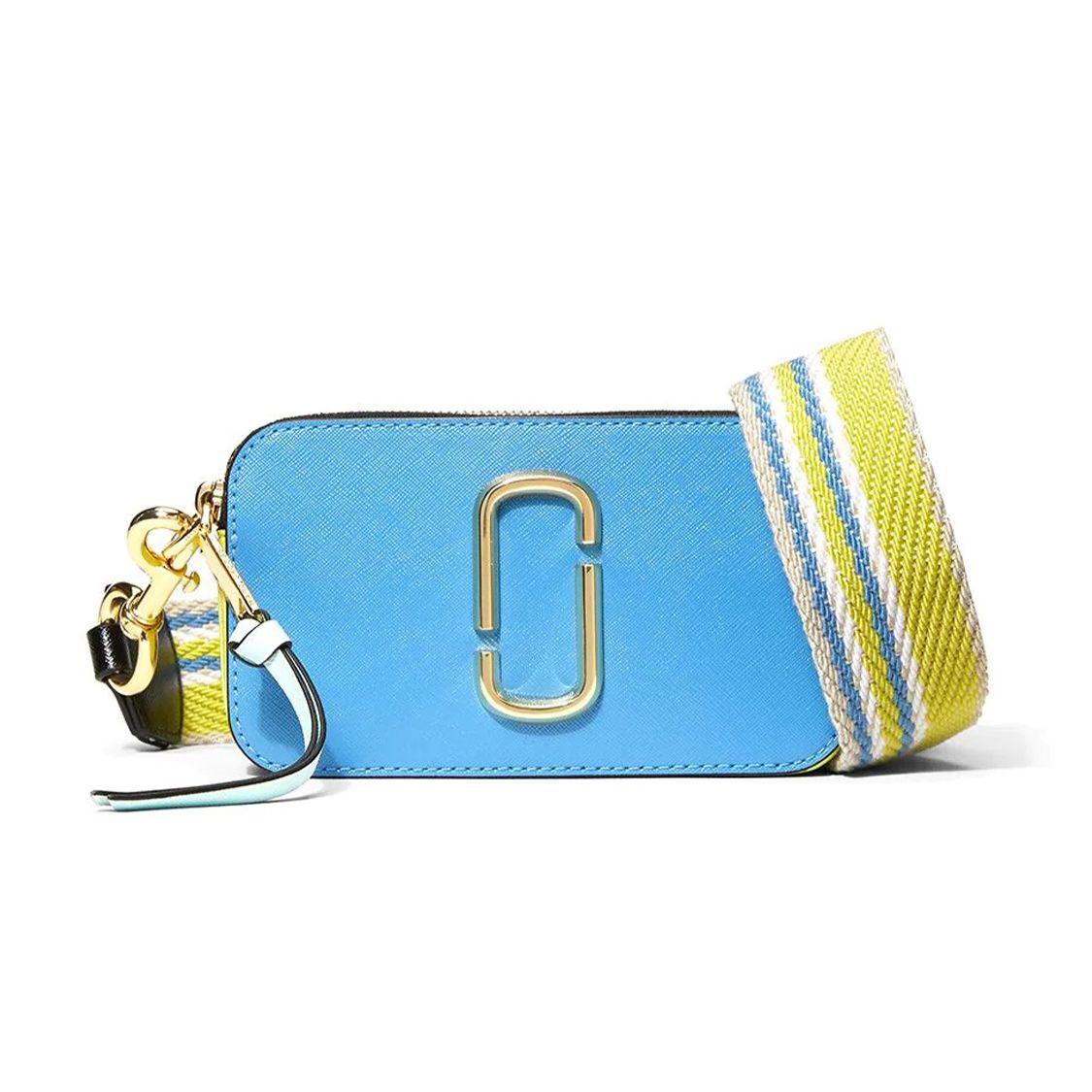 Marc Jacobs Snapshot Casual Personality Color Block Creative Striped Woven Shoulder Strap Leather Crossbody Bag Women bags Blue M0012007-479 Basic Set BagDust Bag 25090₽