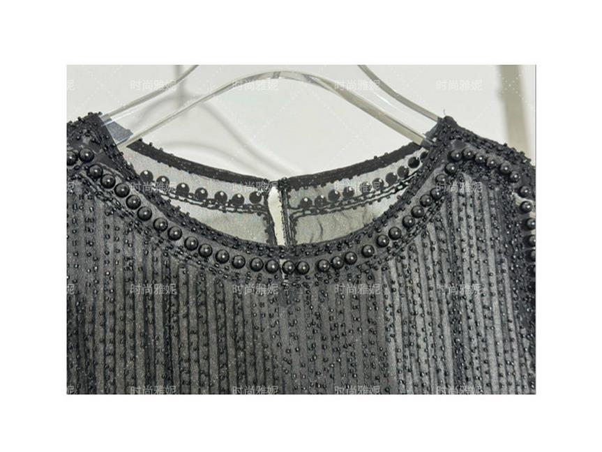 Yanni Pearl Beaded Tassel Vest & Mesh Midi Skirt