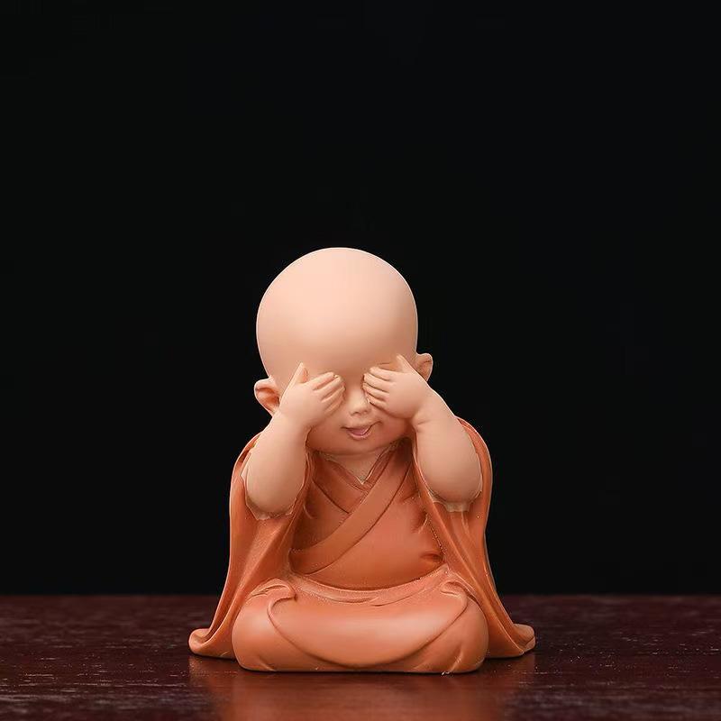 Resin Cute little monk sculptures and figurines Home, Room Car, Office,  Table decoration and accessories Wealth Luck Decor