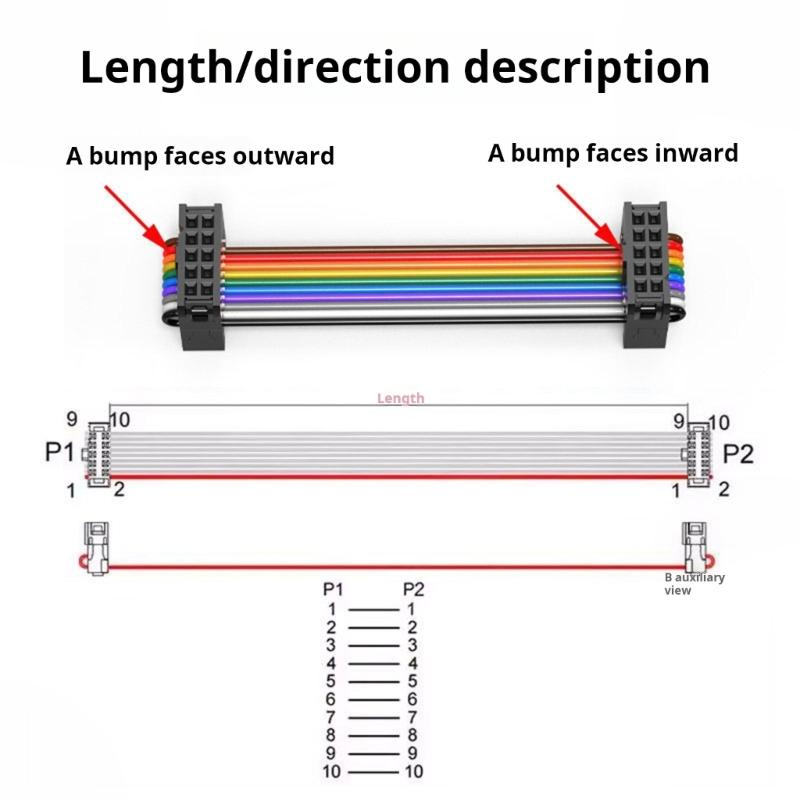 IDC Connector Flat Ribbon Cable 2.54mm 300mm Data Cable Female to Female for Drive Printer Industrial Accessories