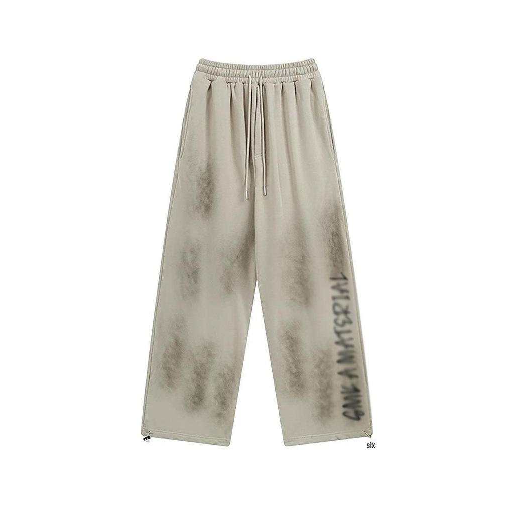 Men's Retro Graffiti Casual Pants - Spring/Autumn Dirty Wasteland Style Long Pants