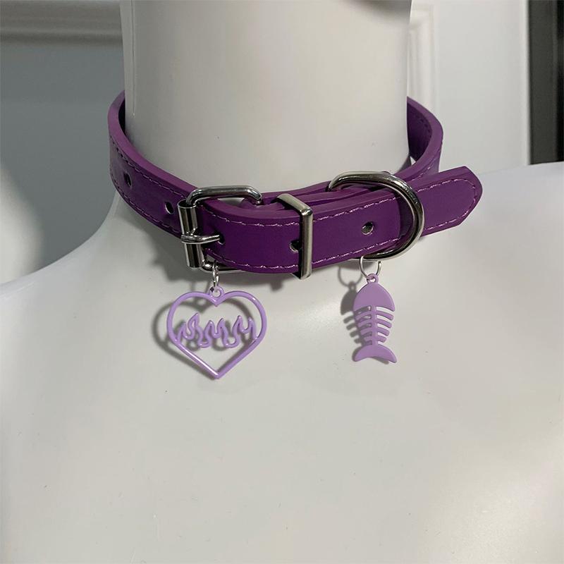 Mädchenstil Weinrot Leder Kreuz Choker Schlüsselbein Kette Aufhellendes Halskette