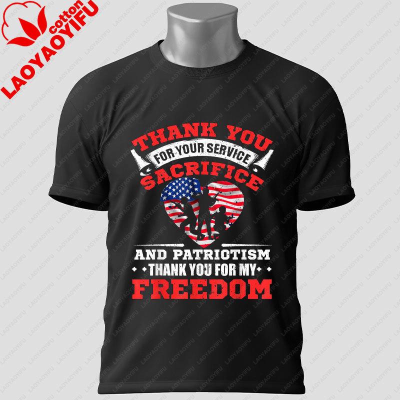 Thank You for Your Service US Army Soldier Graphic Tshirt Pure Cotton Shirt Sleeve Round Neck Casual Outdoor Tee Unisexs Shirt