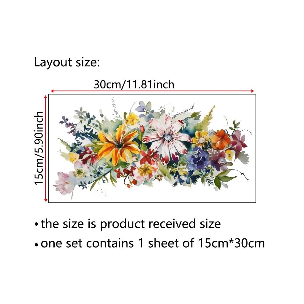 

Toilet Stickers Flower Stickers Bathroom Self-adhesive Painting Waterproof Stickers Toilet Cover Bathroom Walls Flower Sticker 15x30cm