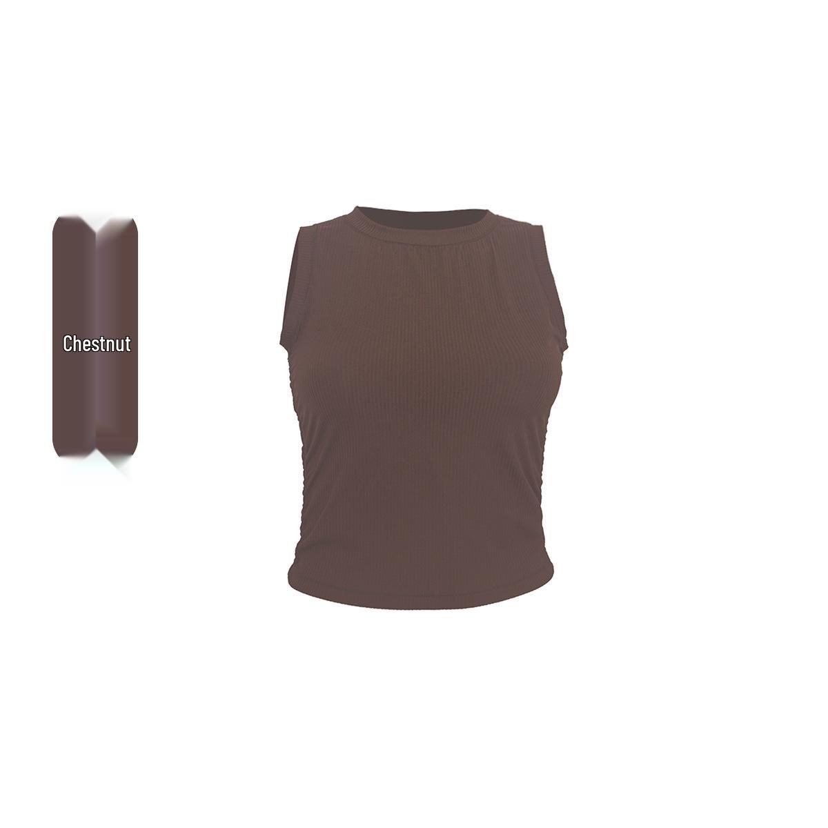 

Women s Ribbed Sleeveless Yoga Vest with Chest Pads for Running and Fitness XL