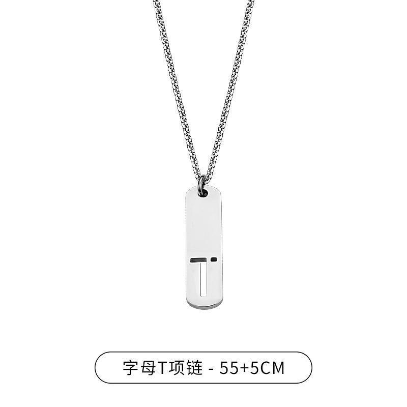 HNSP 316L Stainless Steel Initial Pendant Chain Necklace For Men Letter Tags  Accessories