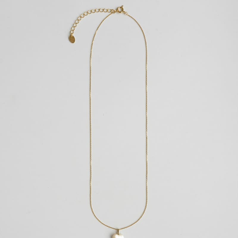 modernlike 14k gold-filled silver white pearl heart necklace