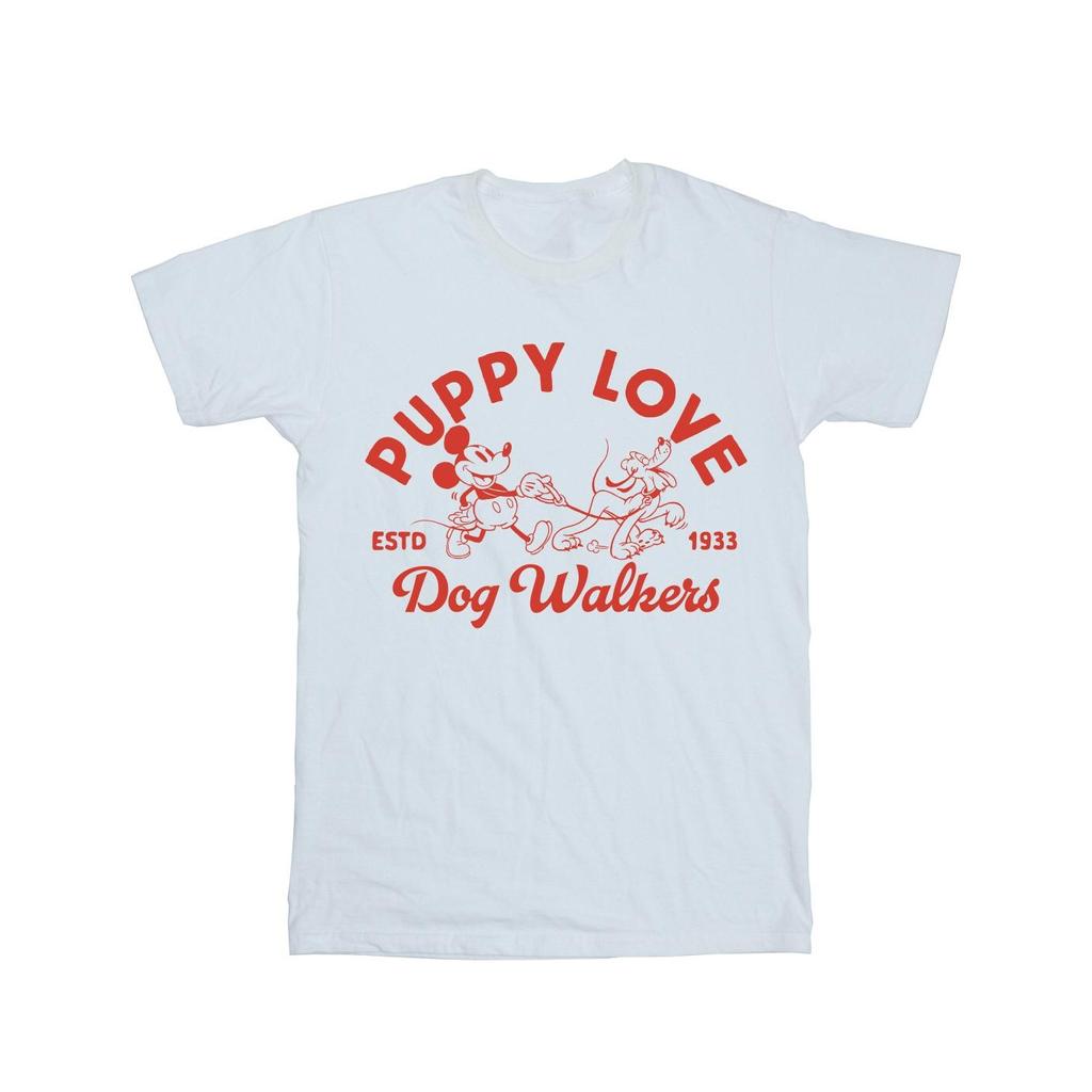 Disney Womens/Ladies Mickey Mouse Puppy Love Cotton Boyfriend T-Shirt