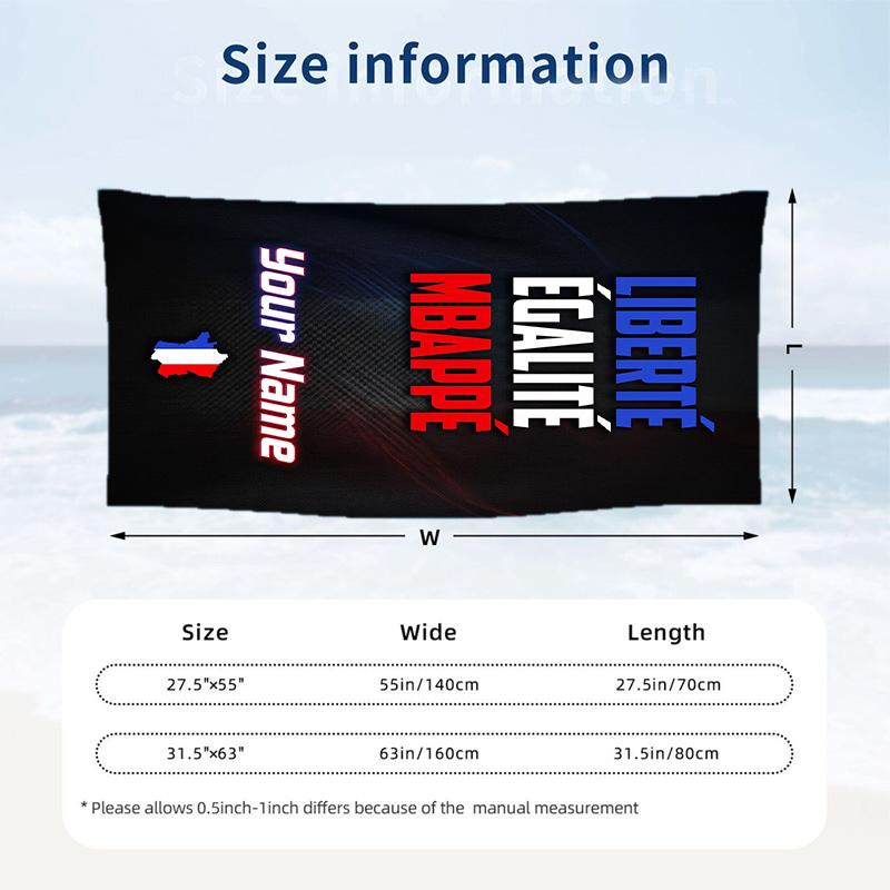 Beach Towel Custom Name Text, Quick Dry Large Towel For Beach HomeFrance national football team