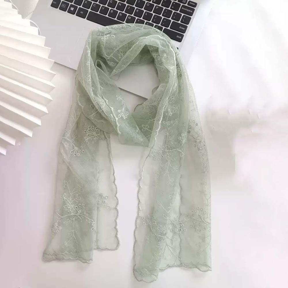 Breathable Embroidered Flower Shawl Polyester Lace Thin Headscarf Long Hijab Scarf Neck Decoration